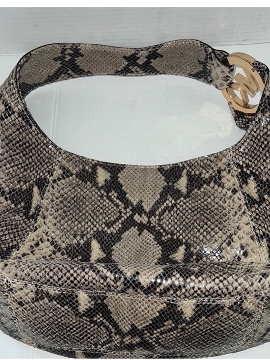 Michael Kors Handbags - Michael Kors Taupe Snake-Print Shoulder Bag/ Black  Wallet Incuded